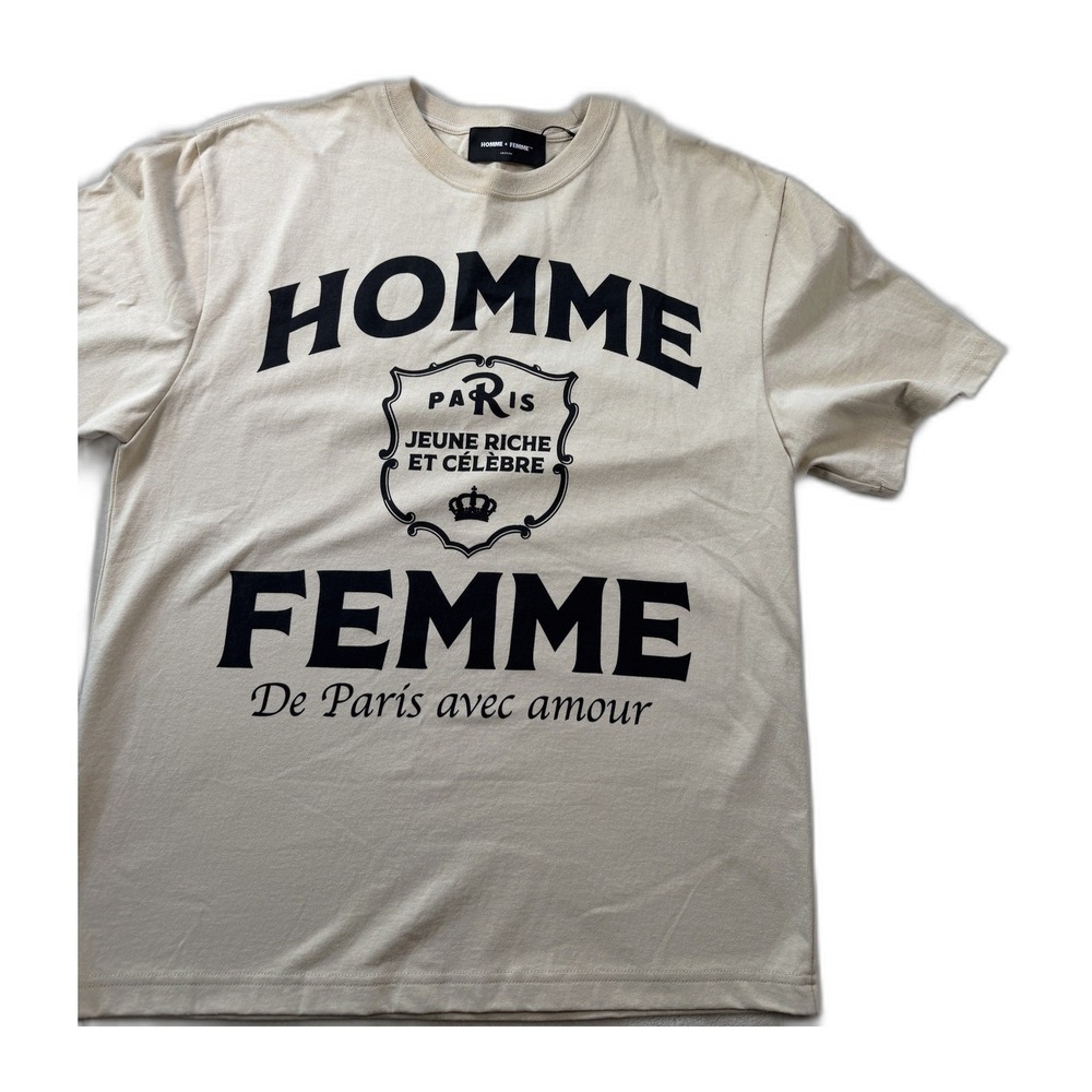 Homme Femme Los Angeles Paris Amour Tee Mens M Cream Graphic Short Sleeve NWT
